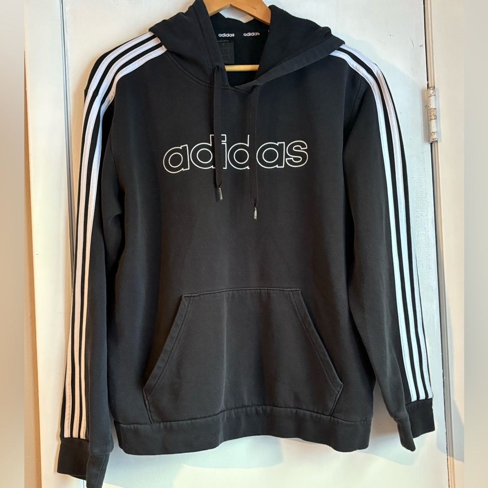 Adidas Black Hoodie with White Accents